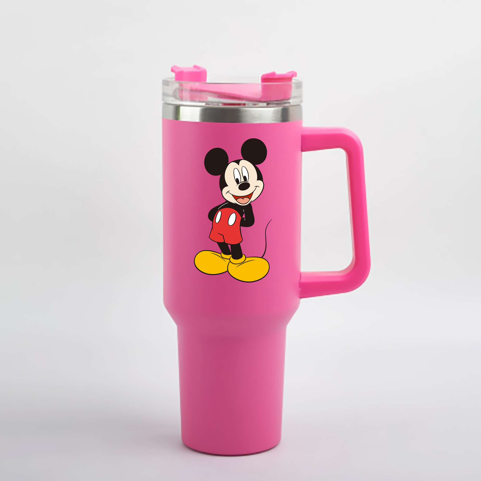 （画像用） ミッキーマウス Mickey Mouse 1200mL車用タンブラー - クリスタルステッカー（プラスチックストロー付き）